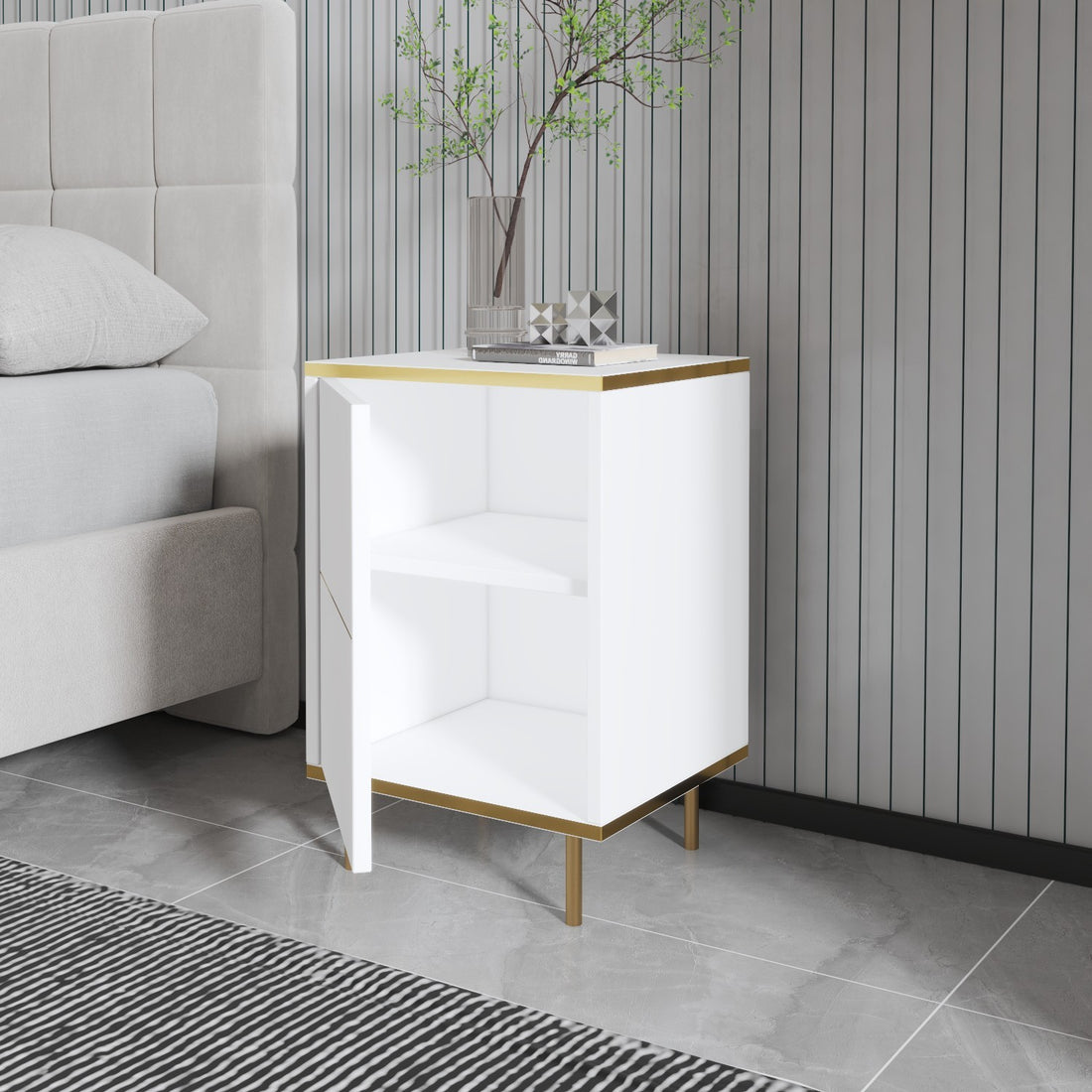 La table de nuit Imaj - White, Gold