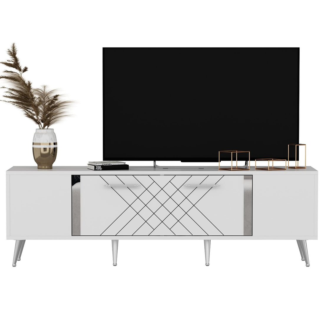 Meuble TV Detas - White, Silver