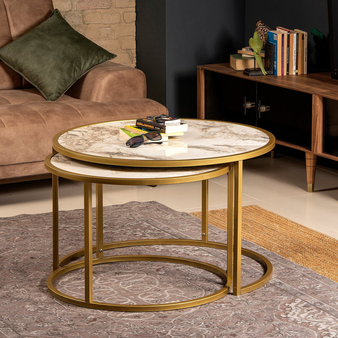 Table gigogne (2 pièces) Tambur - Gold