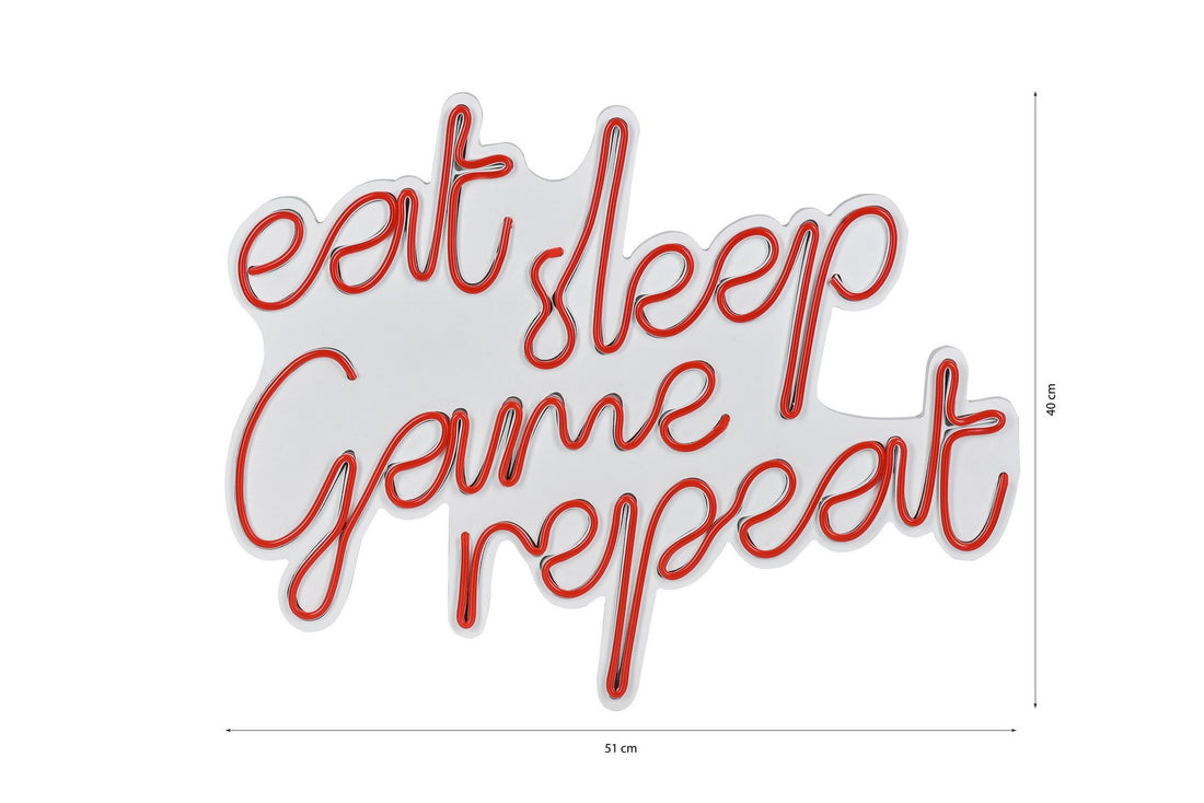 Éclairage LED en plastique décoratif eat sleep game repeat - red