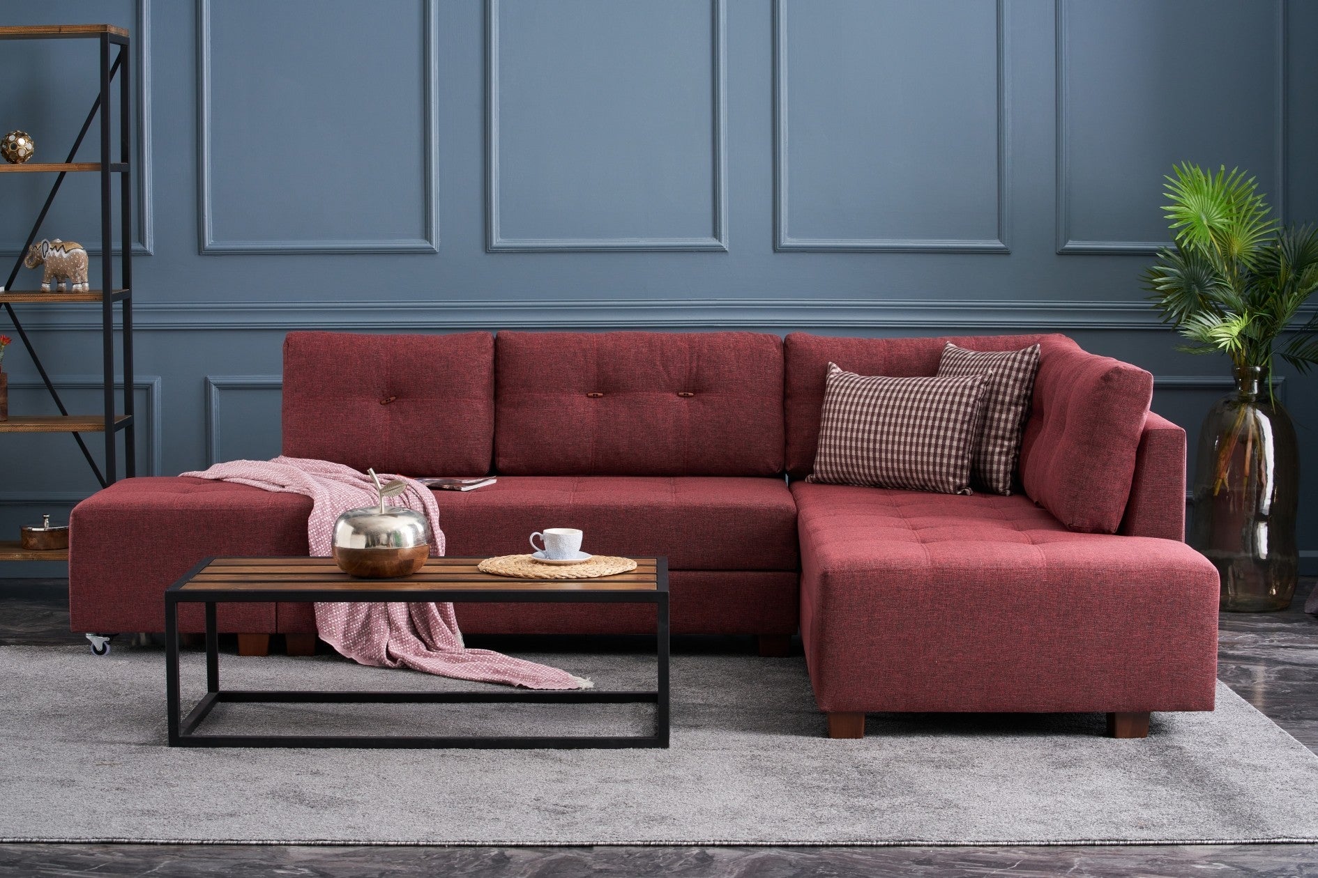 Canapé d'angle Manama Corner Sofa Bed Right - Claret Red