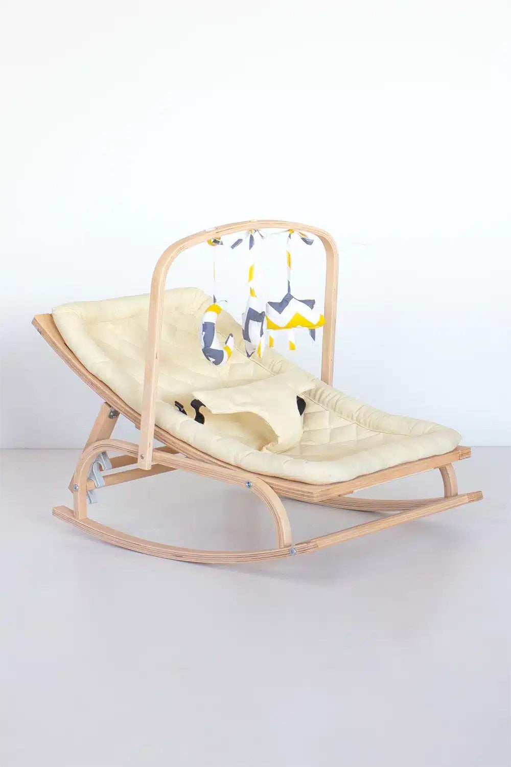Transat bébé bois ajustable + Avec 3 douceur jouet en tissu
