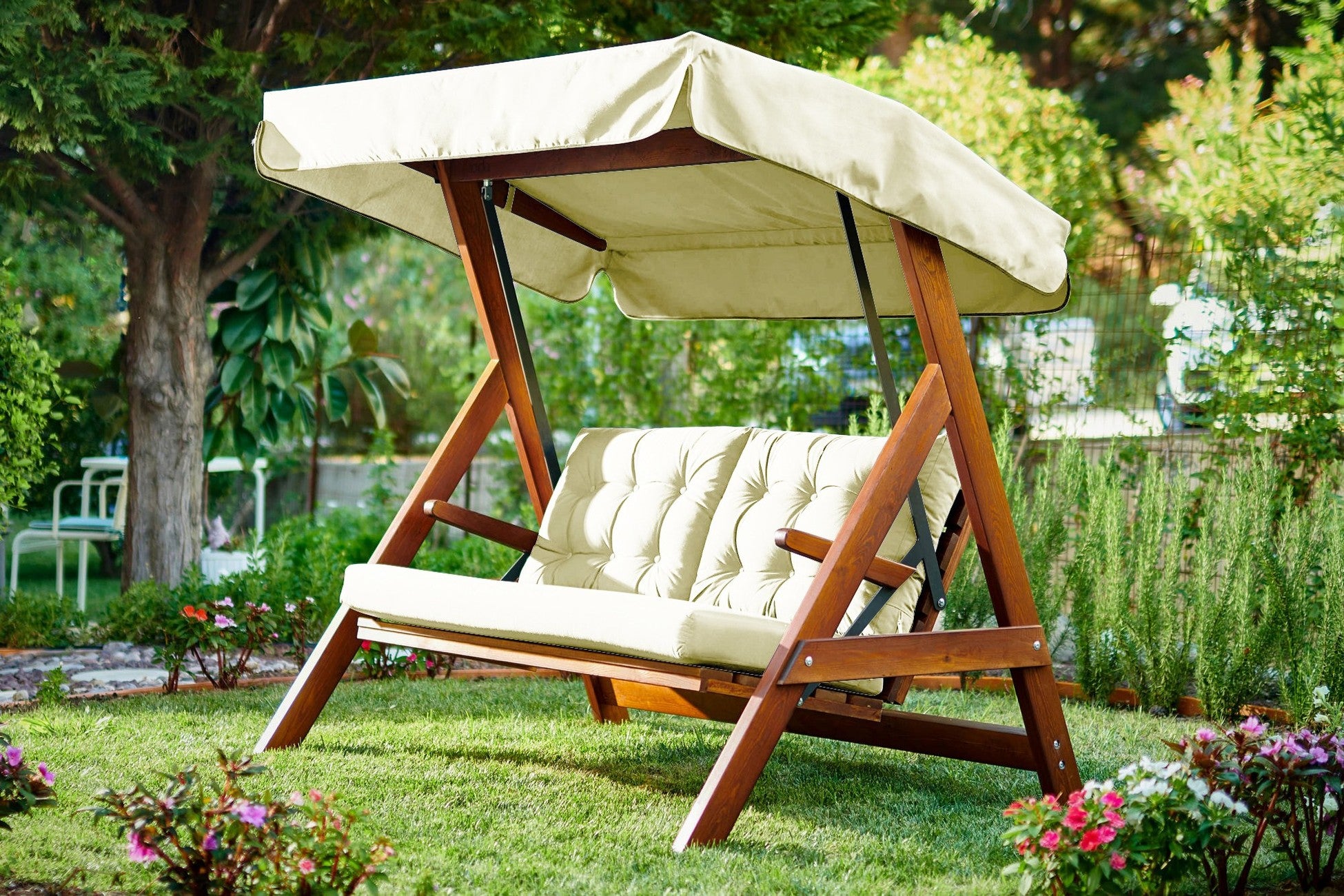 Chaise swing triple jardin Helen 2000 - Beige