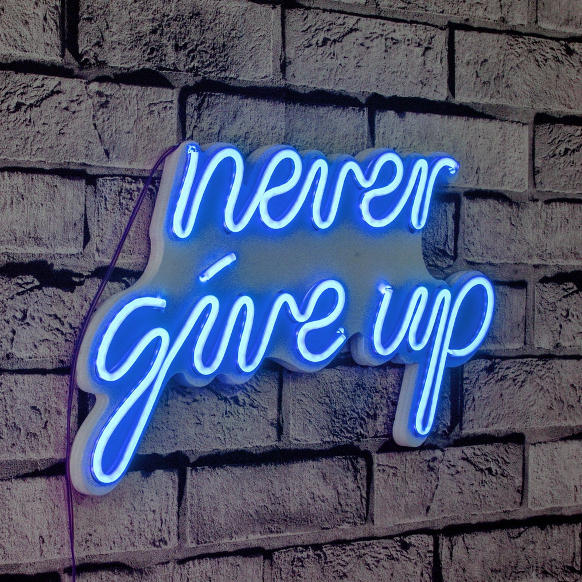 Éclairage LED en plastique décoratif Never Give Up - Blue
