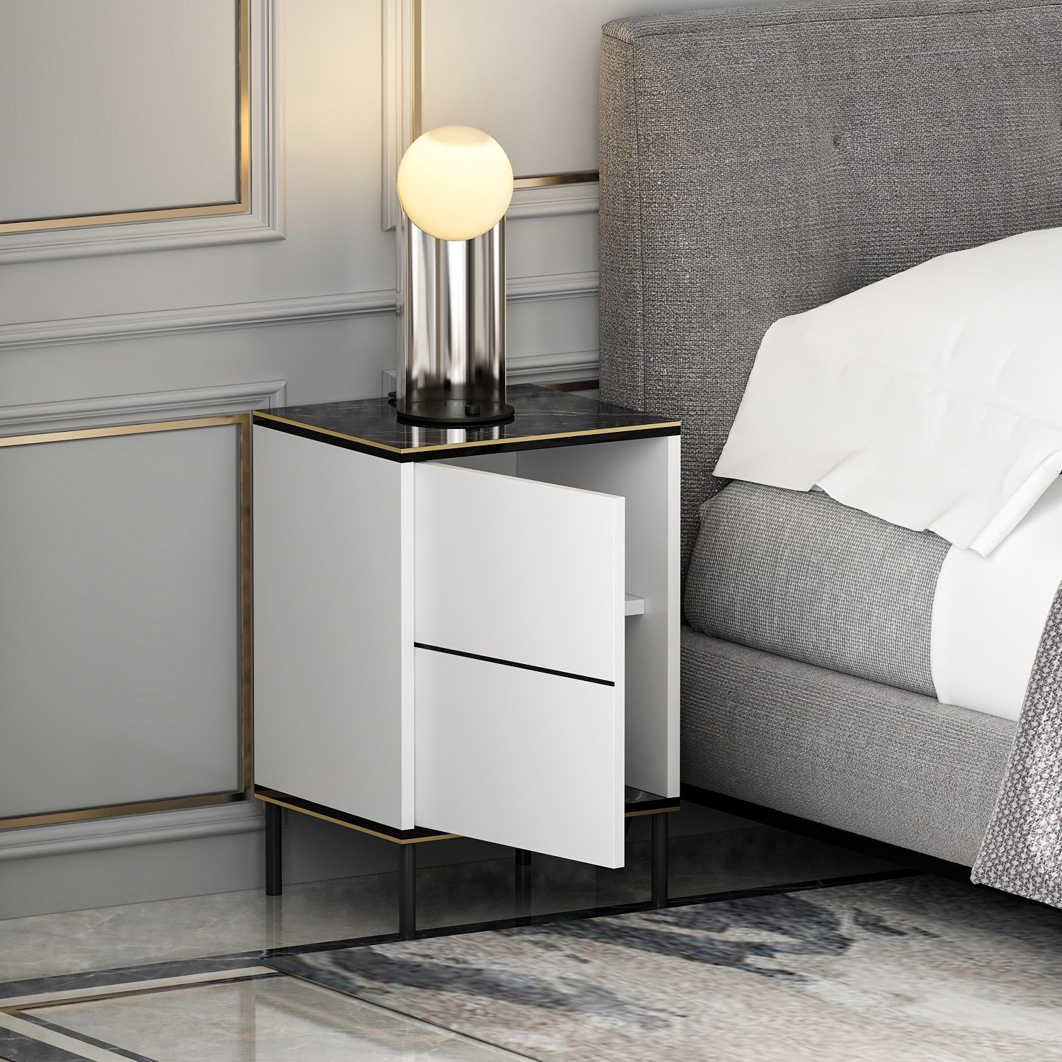 La table de nuit Imaj - White, Marble