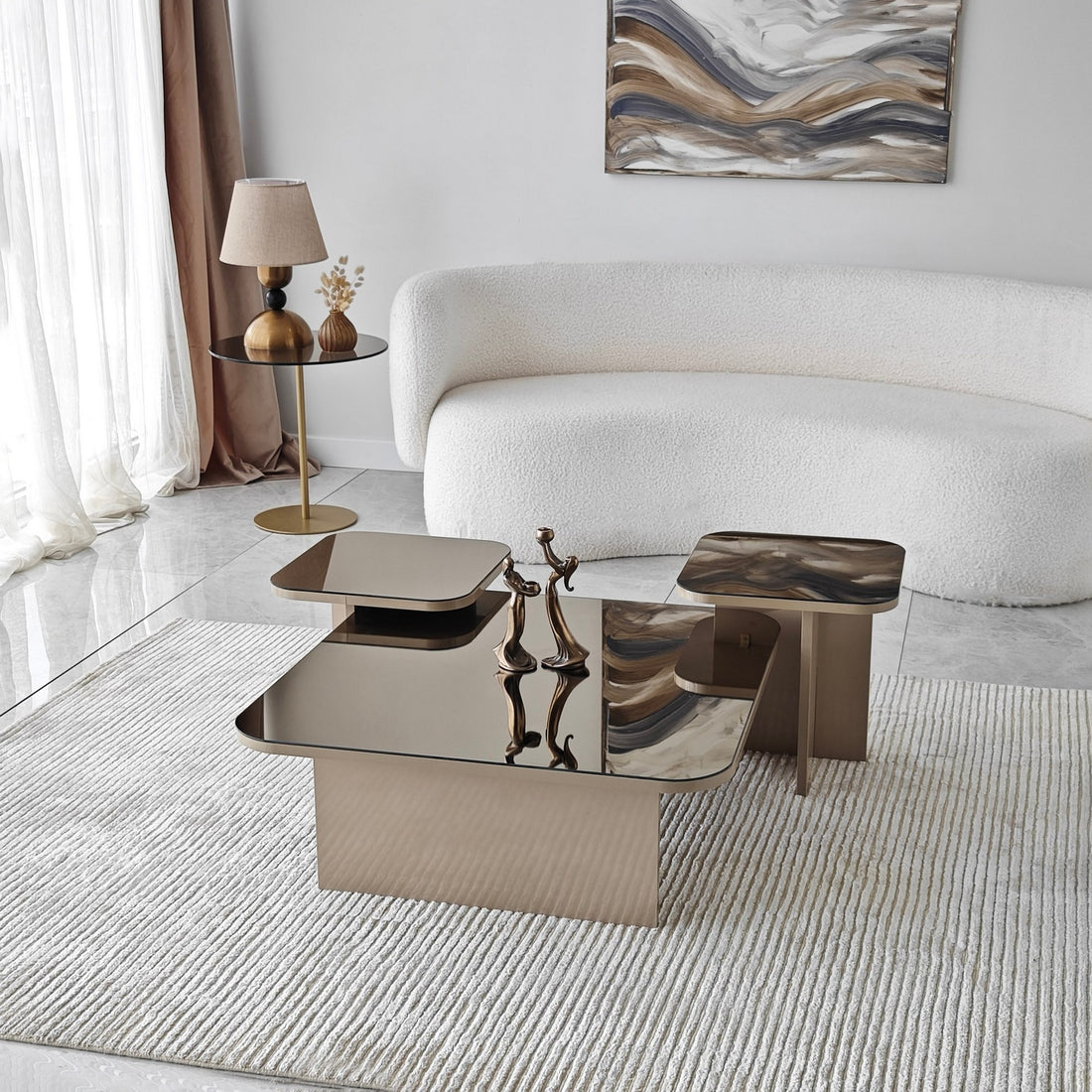 Ensemble de table basse Jazz - Beige, Bronze