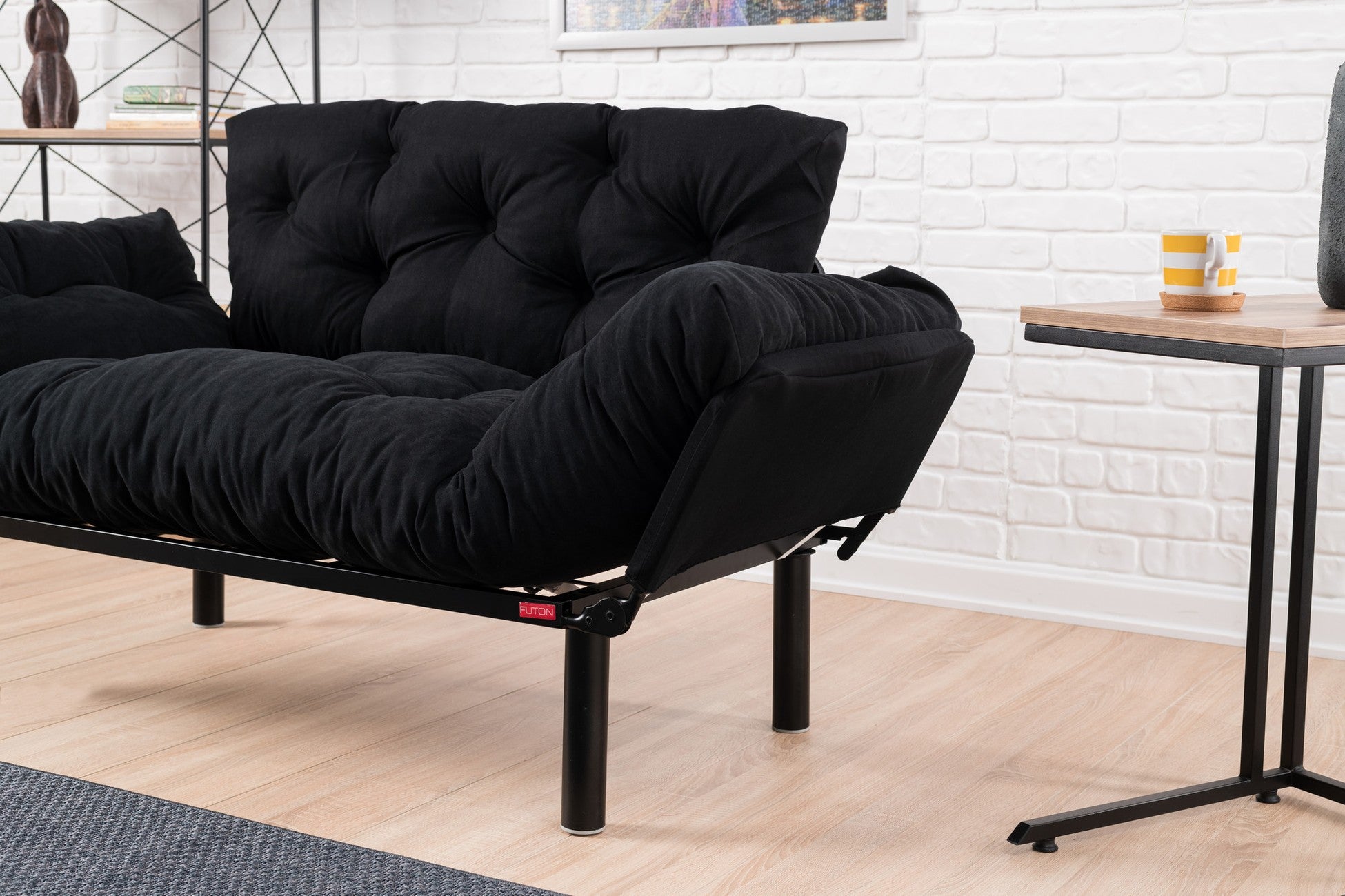 Canapé 2 places transformable en lit tissu Noir Nitta155 cm