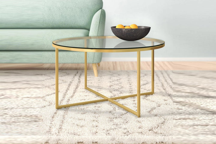 Londra Glass Pieds Jaune Table Basse