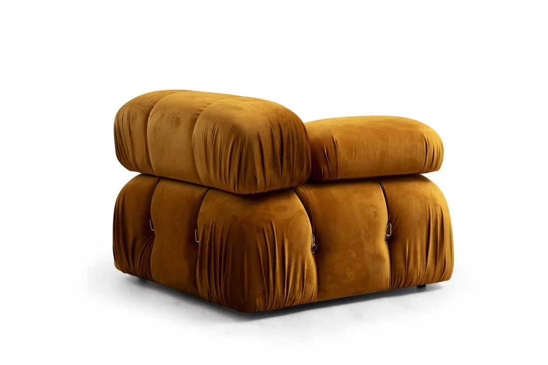 Canapé d'angle modulable et transformable Nourhane Velours Ocre
