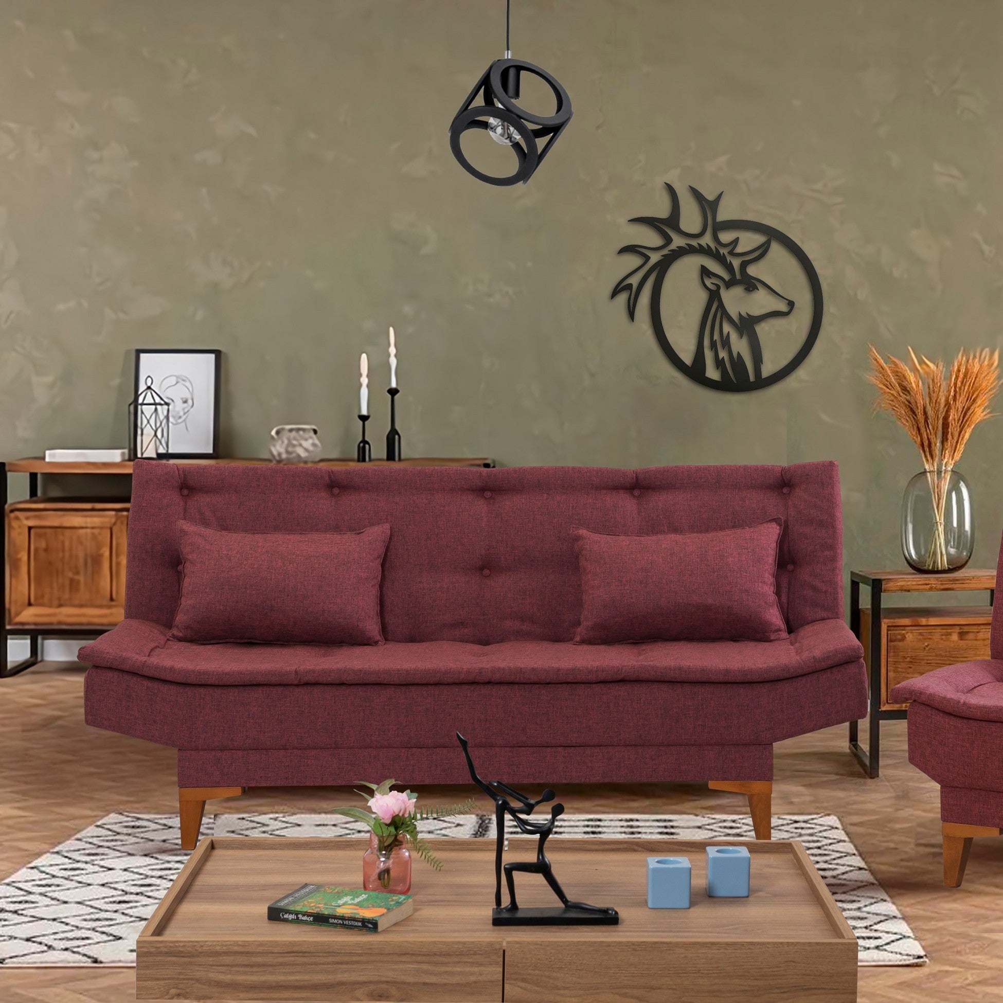 Canapé-lit 3 places Santo - Claret Red