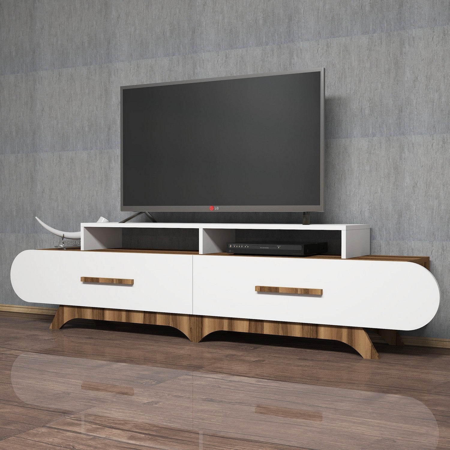 Meuble TV Flora - Walnut, White