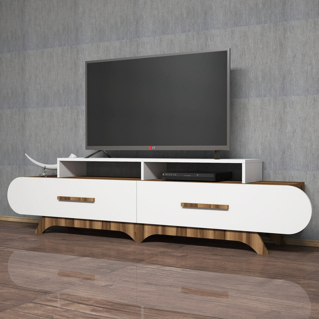 Meuble TV Flora - Walnut, White