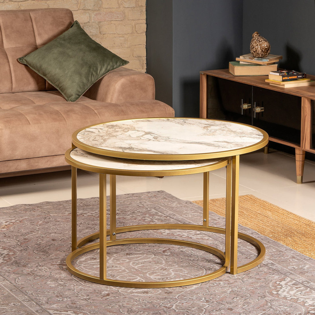 Table gigogne (2 pièces) Tambur - Gold