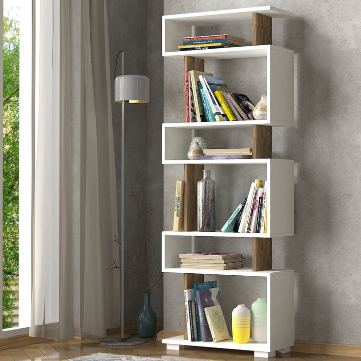 Étagère à livres Blok - White, Walnut