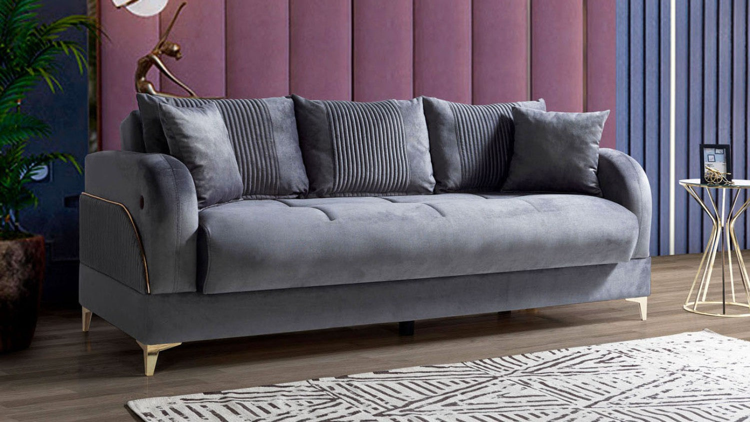 Vesla canapé lit clic-clac 3 places avec coffre de rangement