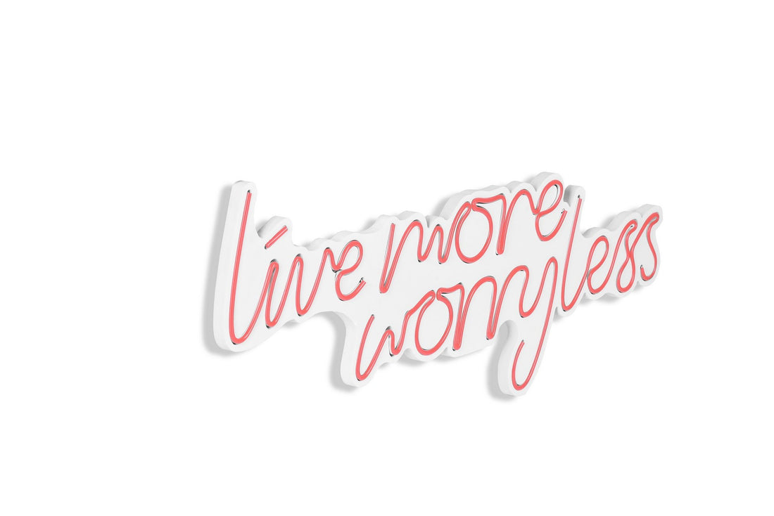 Éclairage LED en plastique décoratif Live More Worry Less - Pink