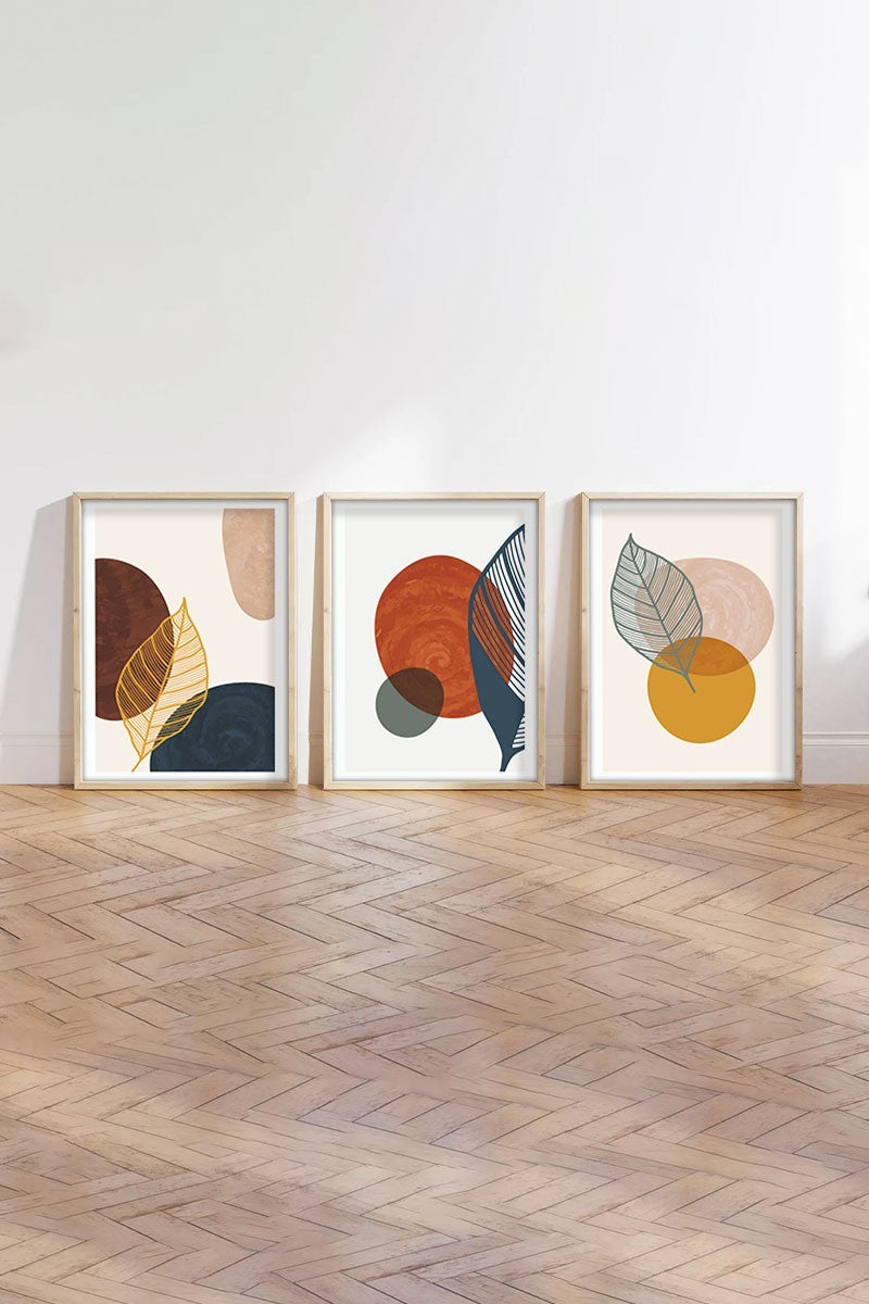 Peinture MDF encadrée décorative (3 pièces) Huhu209 - 50 x 35