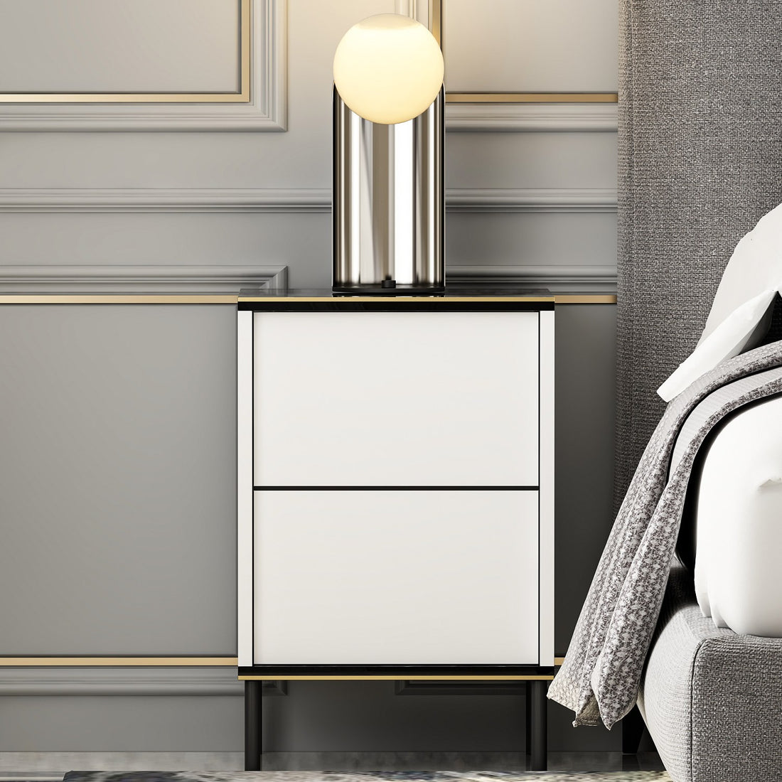 La table de nuit Imaj - White, Marble