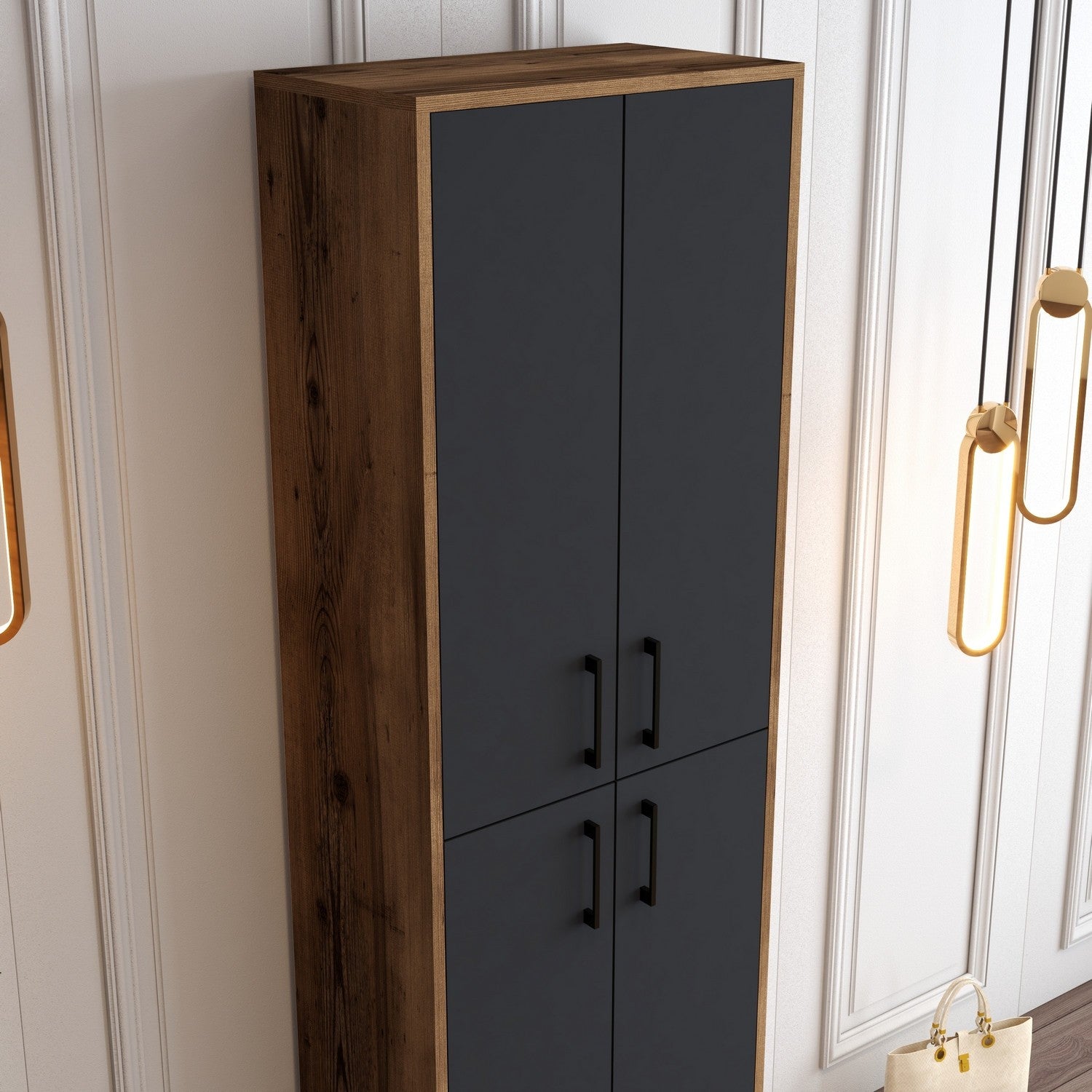 Meuble à chaussures Berlin A - Walnut, Anthracite