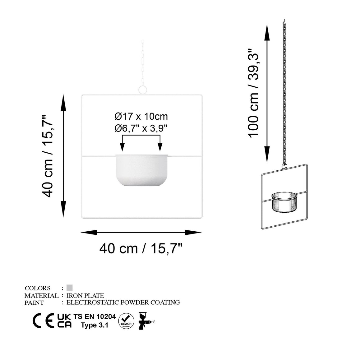 Pot décoratif Pandantif - White