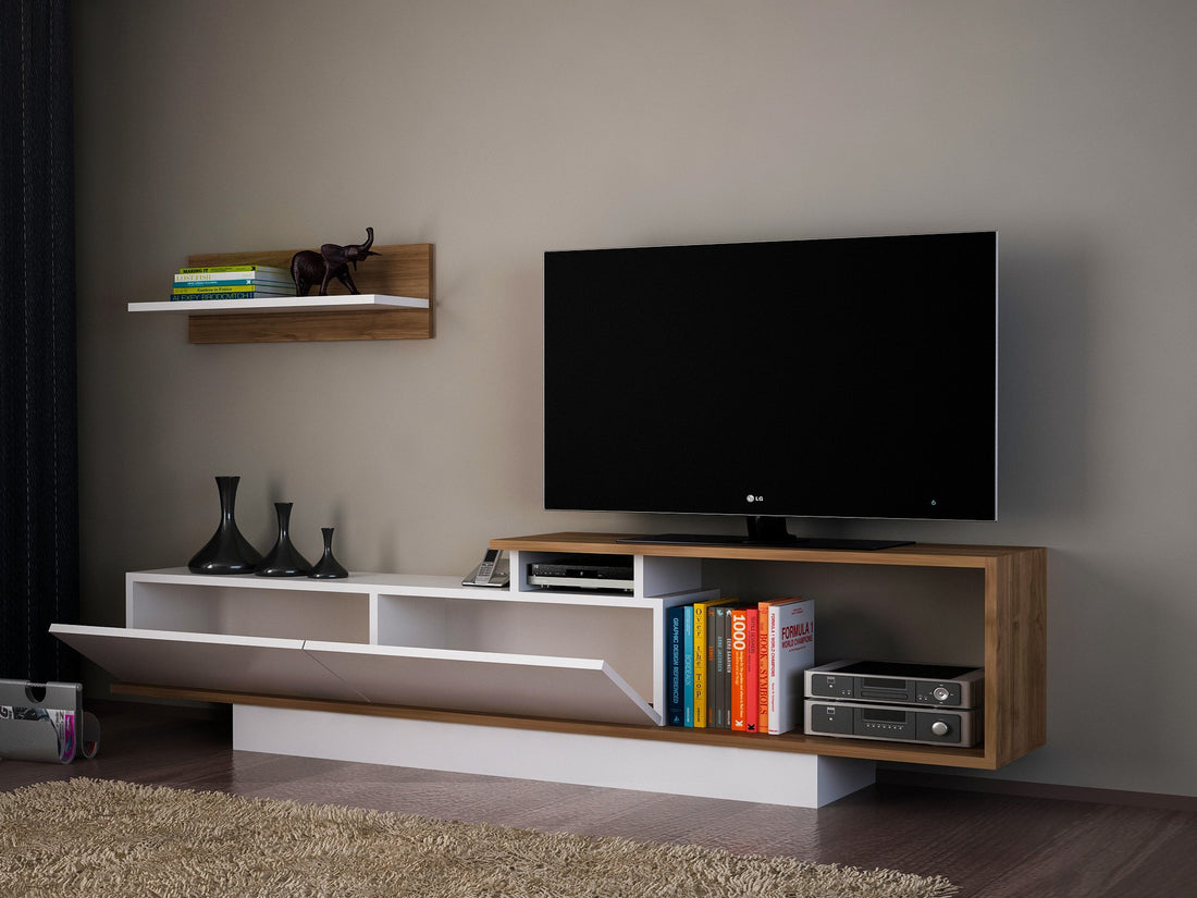Unité de télévision Asos - White, Walnut
