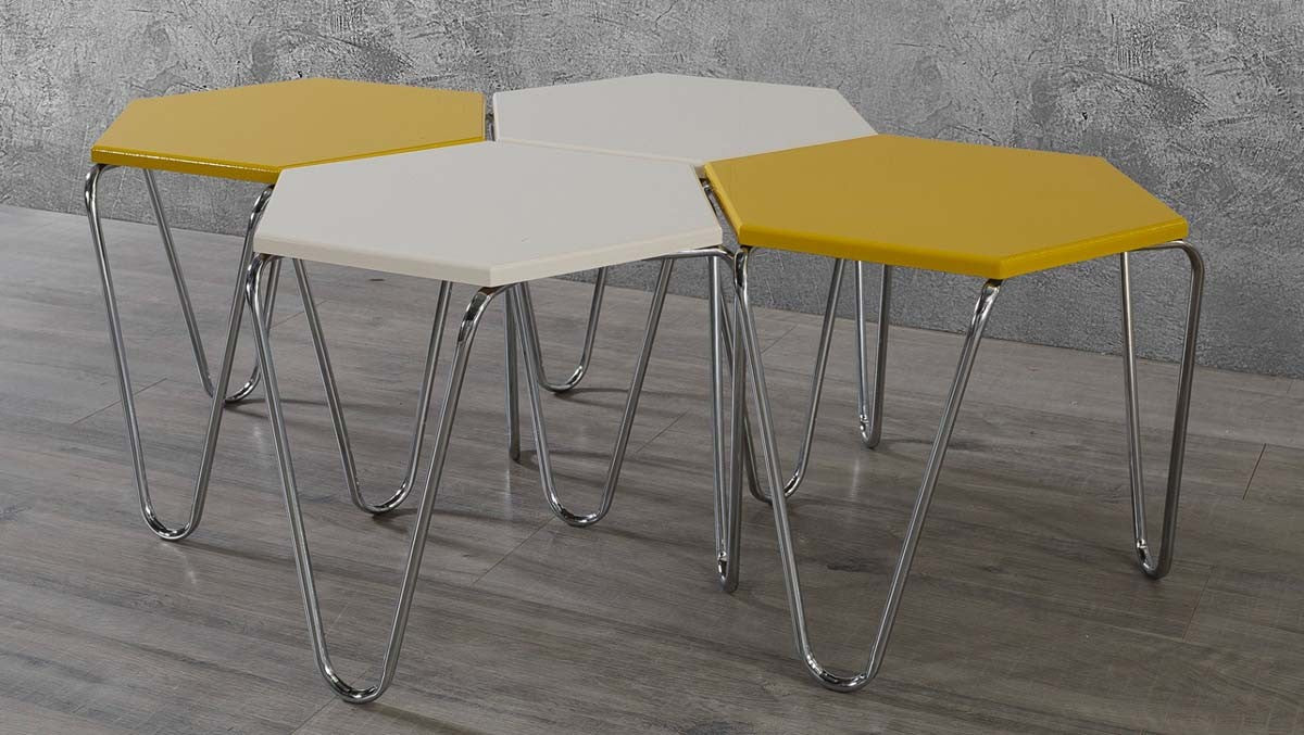 Piramit Table Gigognes Jaune Blanc