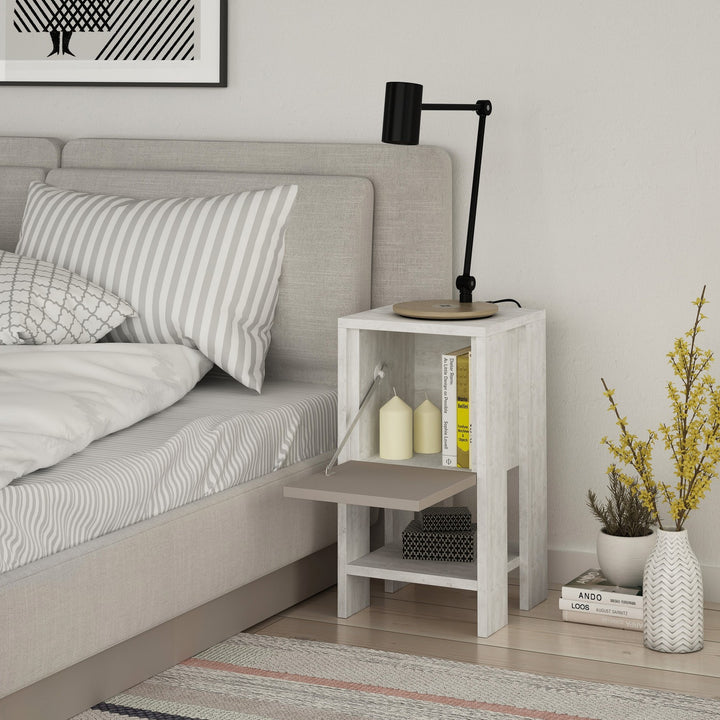 La table de nuit Ema - White, Light Mocha