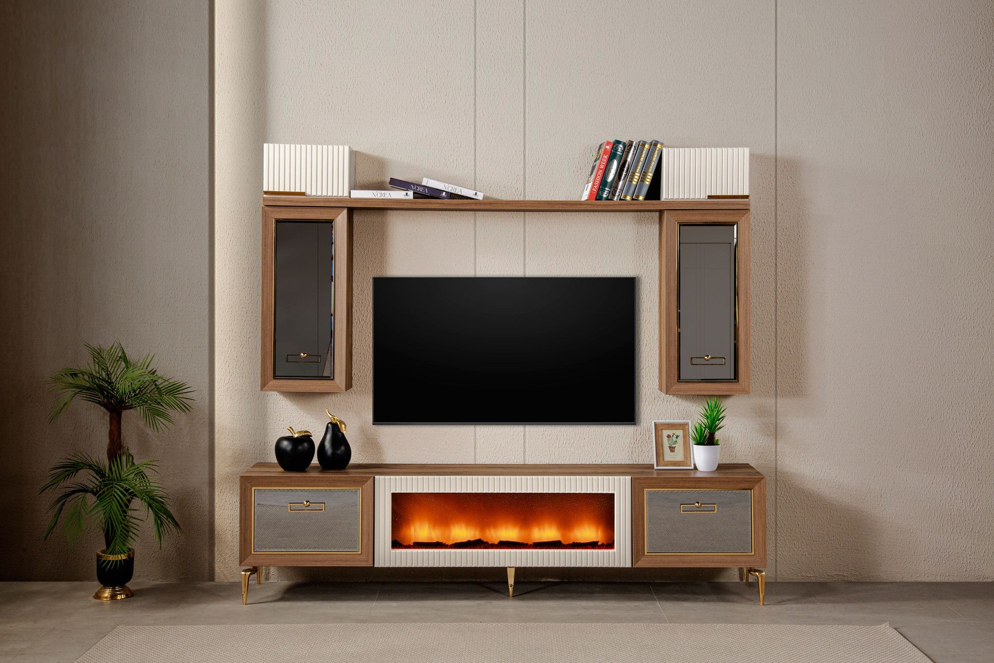 Asil Meuble Tv Avec Cheminée 220x45x190