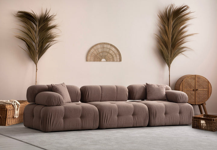 Canapé modulable 3 places Nounou Tissu bouclette Cappuccino