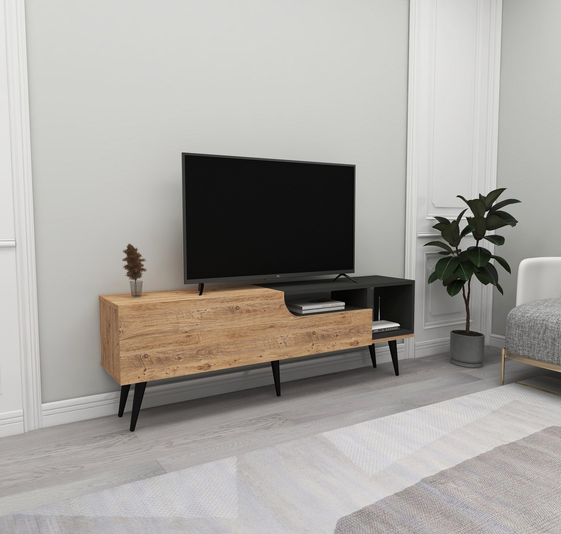 Meuble TV Alba - Atlantic Pine, Anthracite