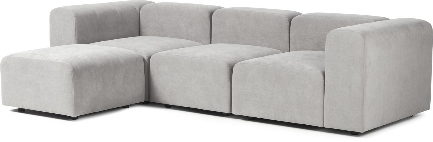 Canapé modulable 4 places en tissu avec pouf Pietro