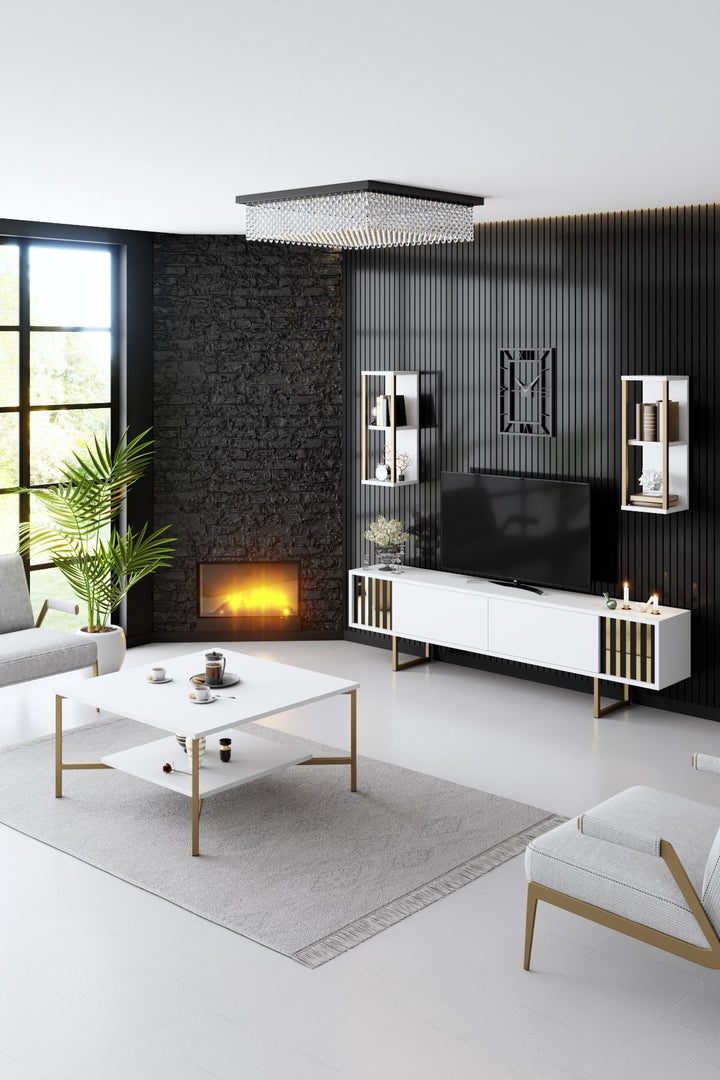 Ensemble de meubles de salon Gold Line - White, Gold