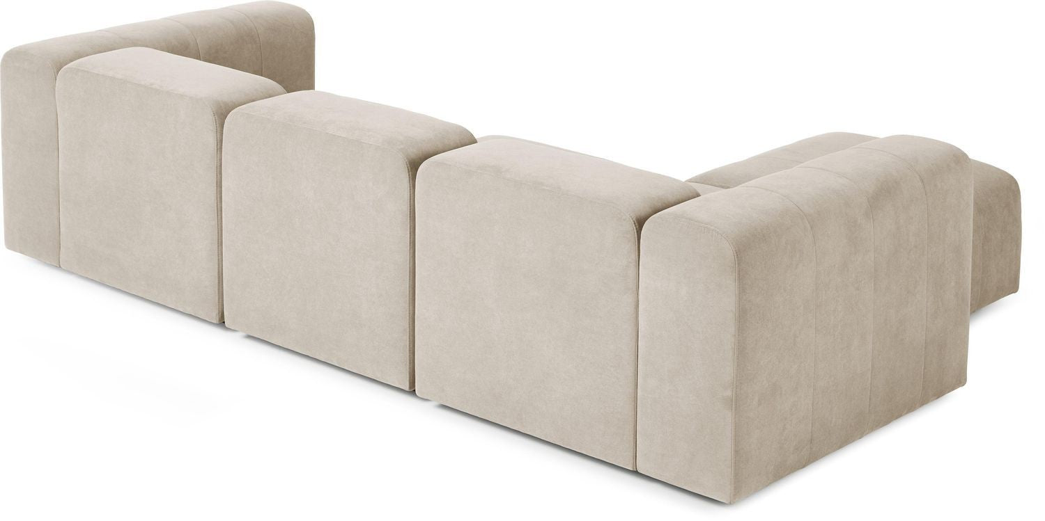 Canapé modulable 4 places en tissu avec pouf Pietro