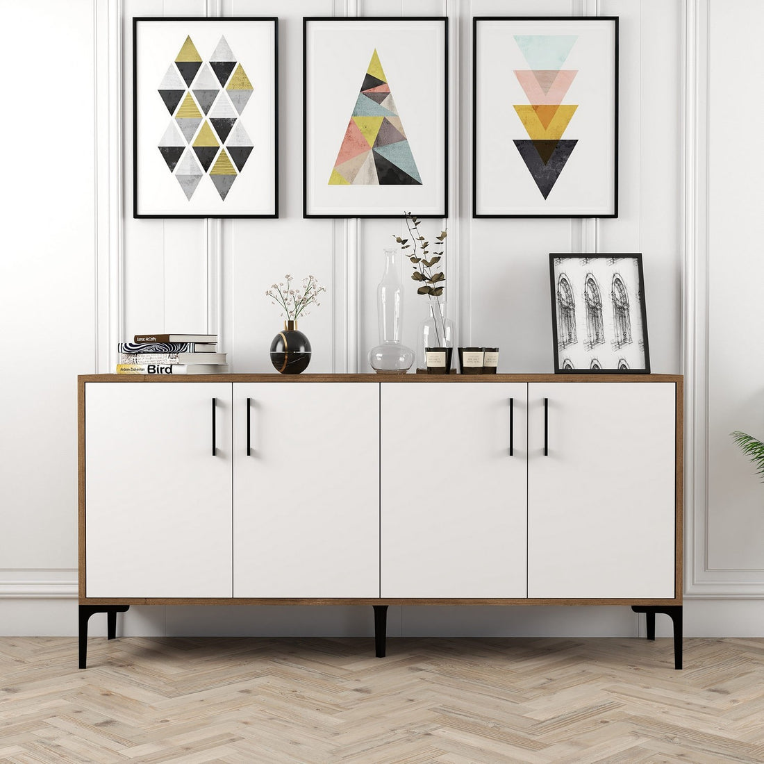 Console Kiev 160 - Walnut, White