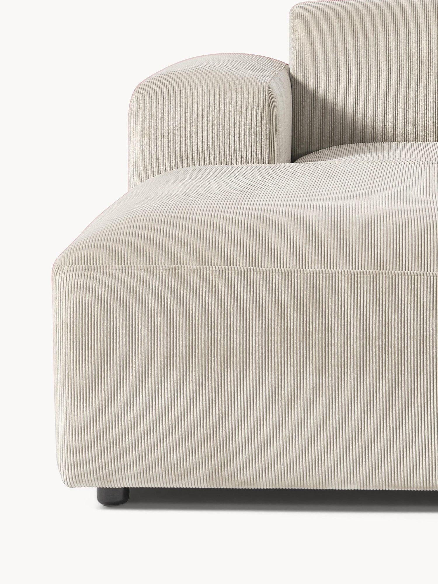Canapé d'angle 4 places en velours côtelé Molly