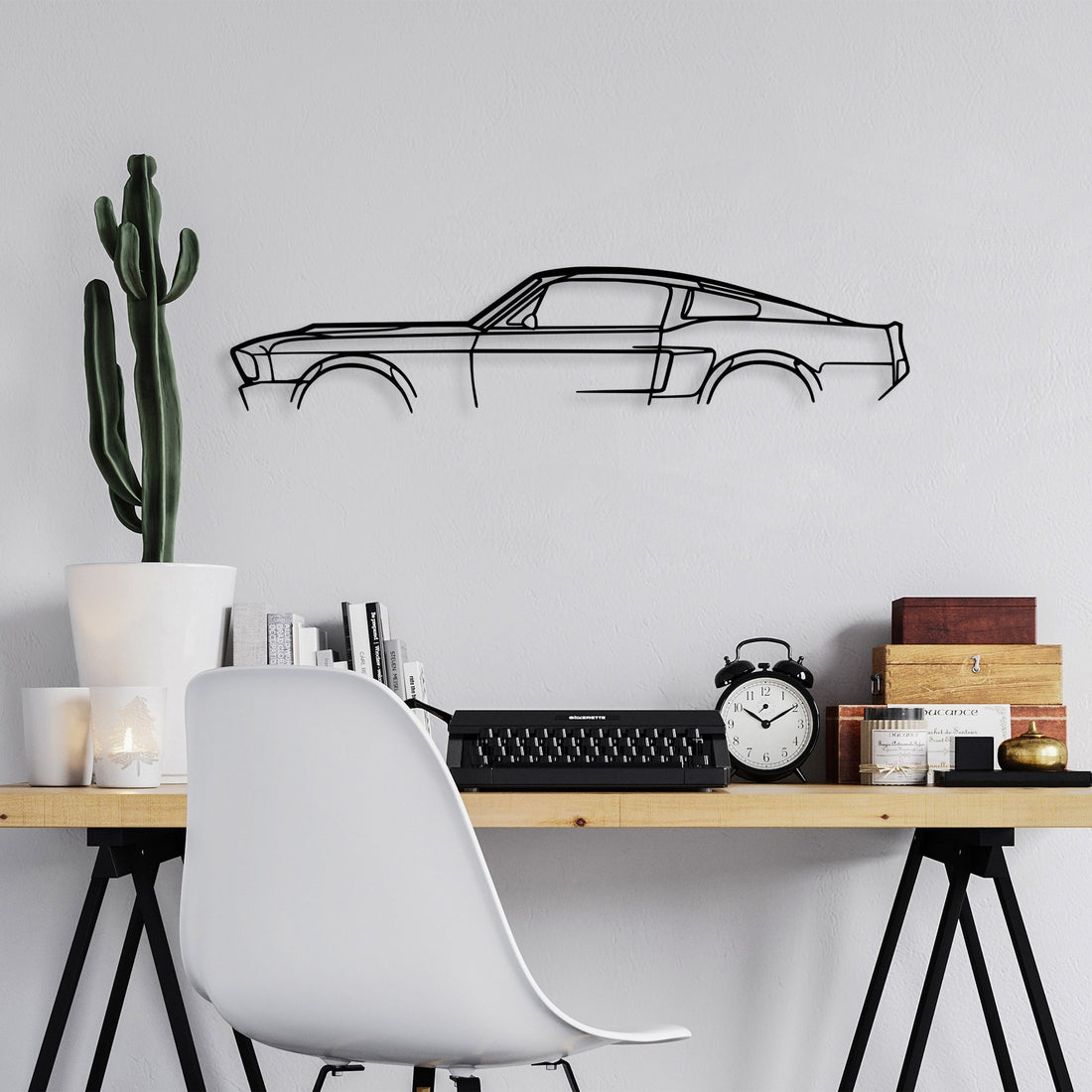 Accessoire mural en métal décoratif 1967 Ford Mustang Shelby GT500 Silhouette