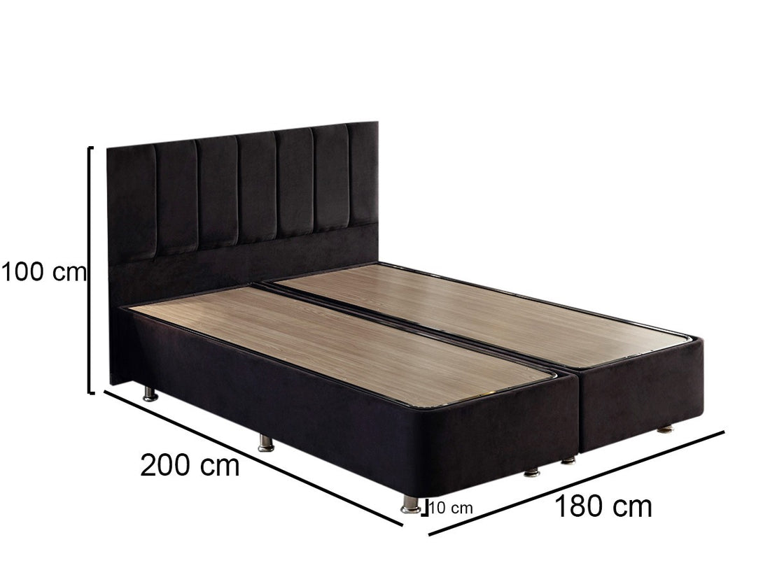 Base de lit double et tête de lit Ela Double - Black (180 x 200)