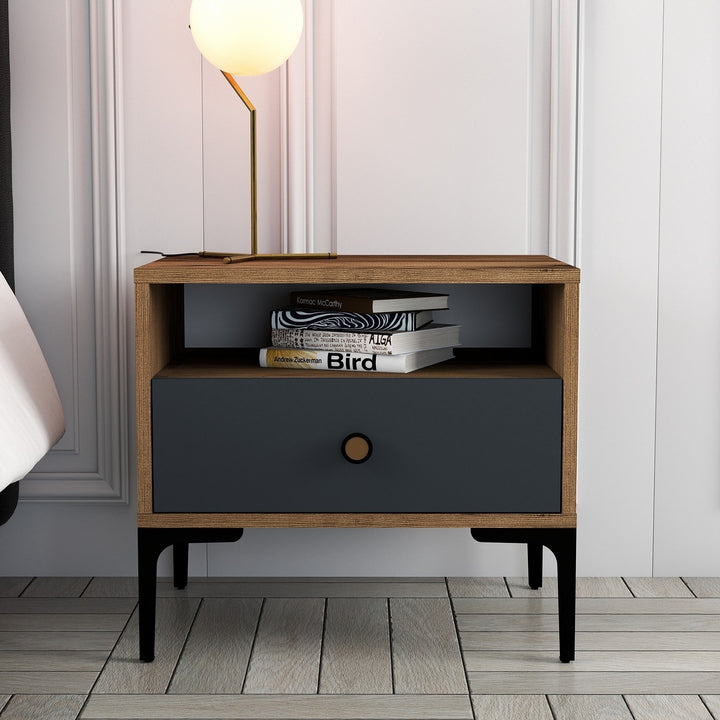 La table de nuit Lizbon 529 - Walnut, Anthracite