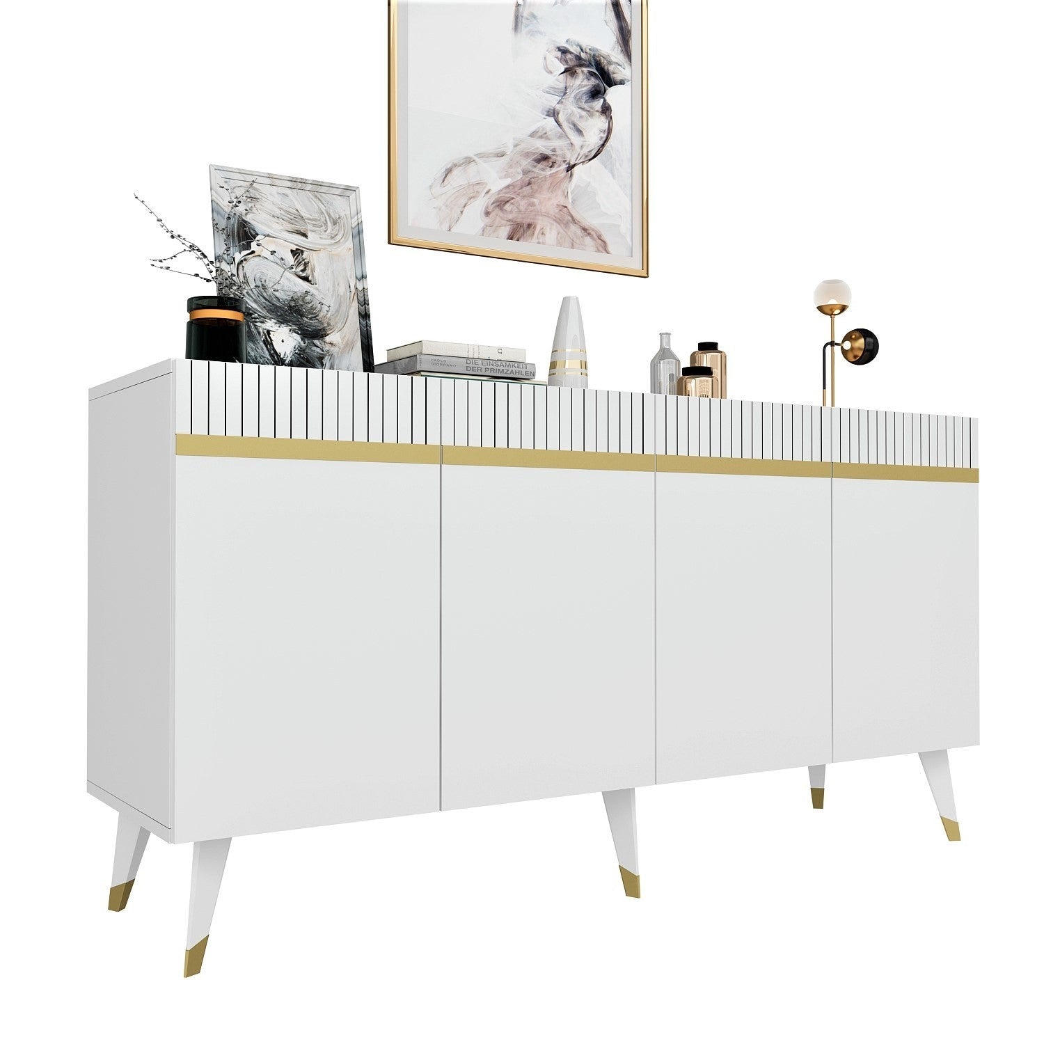 Console Defne - White, Gold