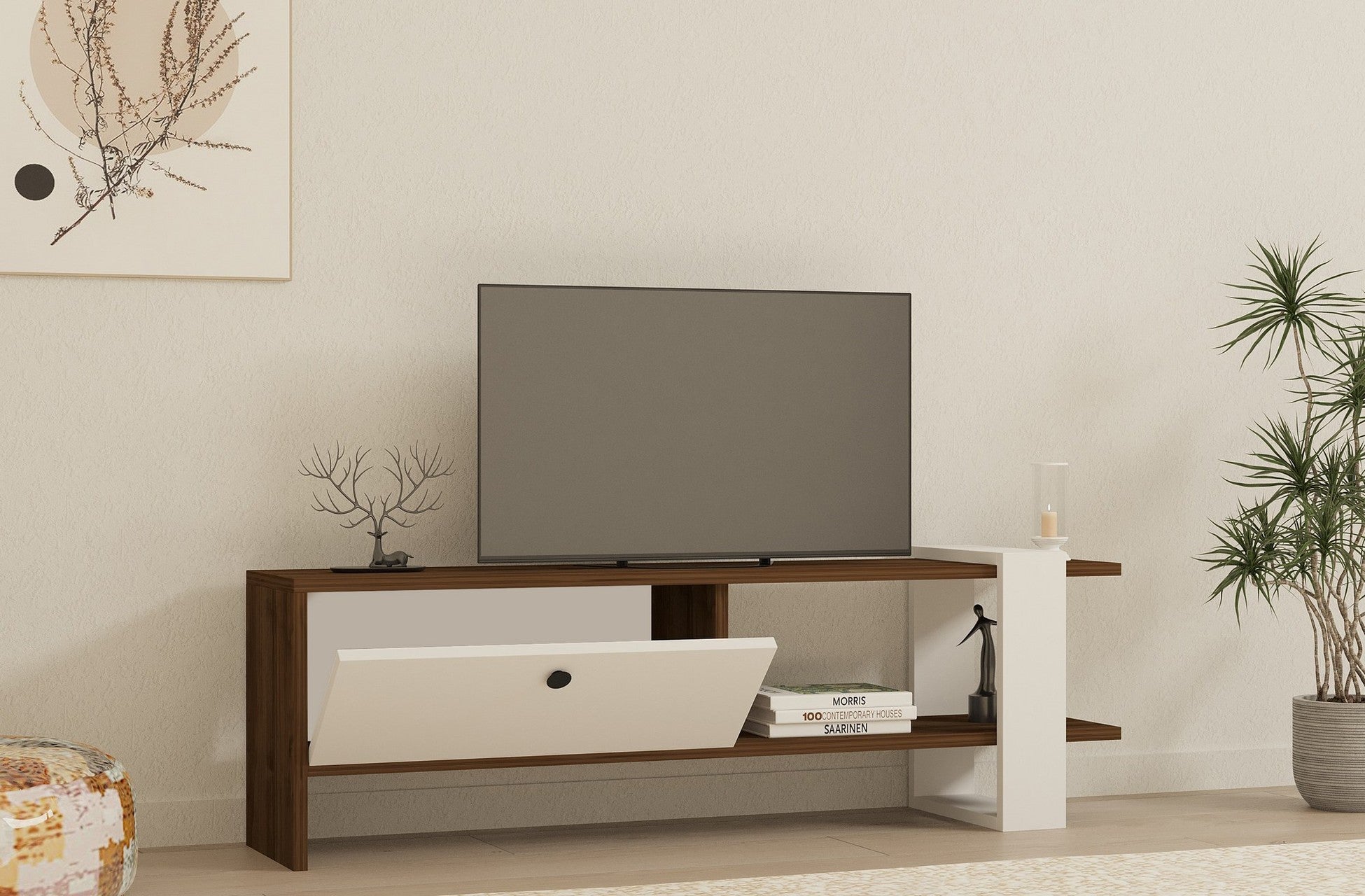 Meuble TV Gaye - Walnut, White