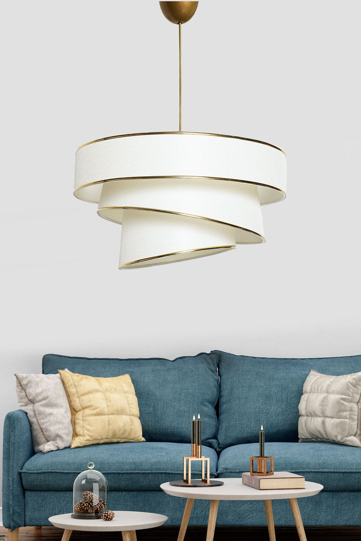 Suspension 3 cylindres design oblique Inconditus Ø40cm Blanc et Or