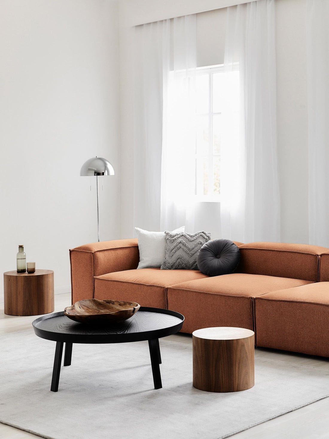 Canapé modulable 4 places en Lin avec pouf Frid