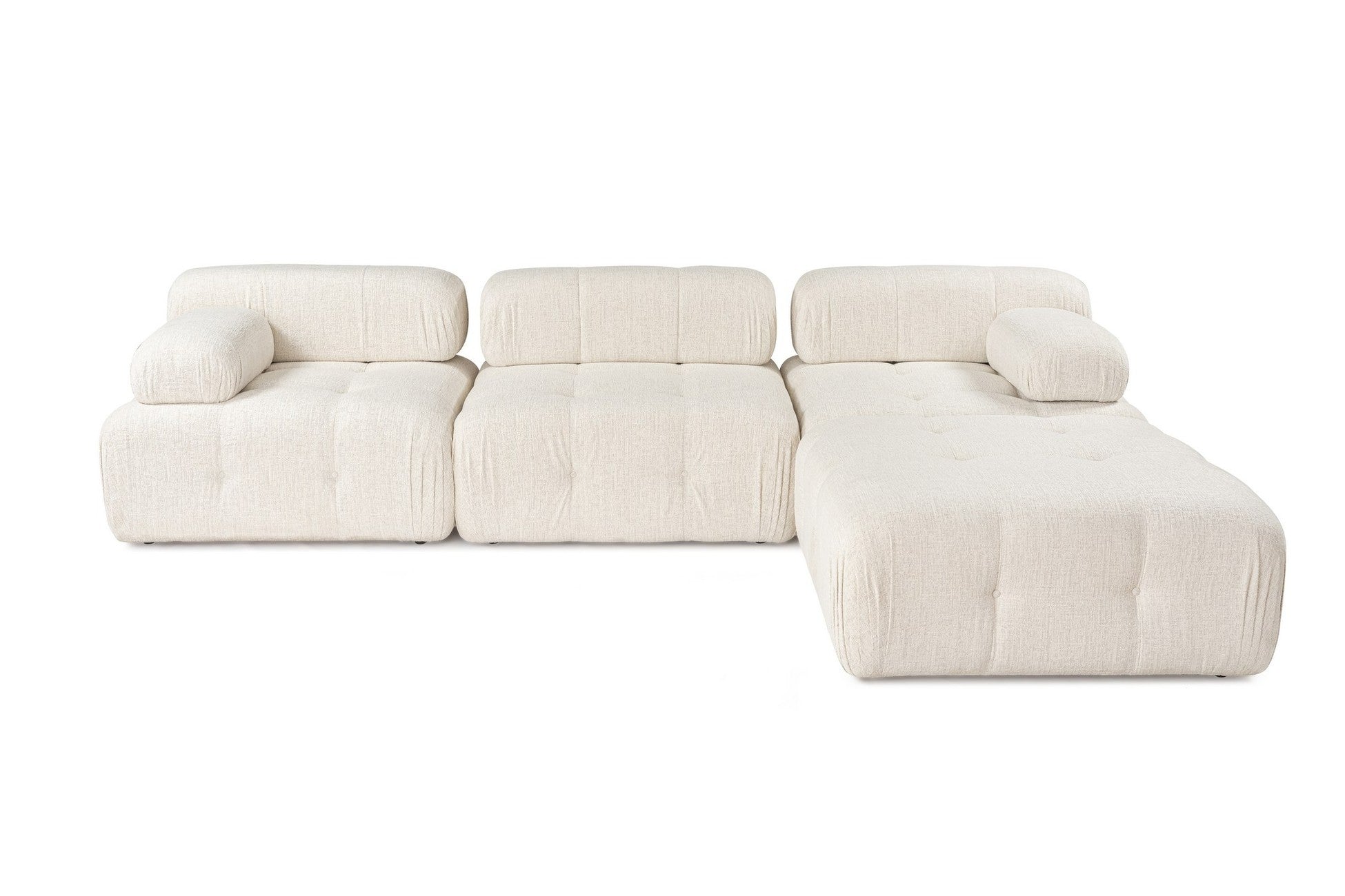 Canapé d'angle Doblo 3 Seater with Pouffe ( L1-O1-1R-Pouffe) - Cream