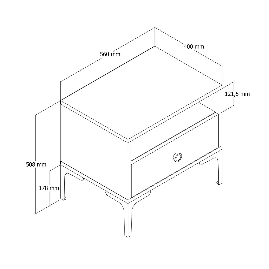 La table de nuit Lizbon 529 - Walnut, Anthracite
