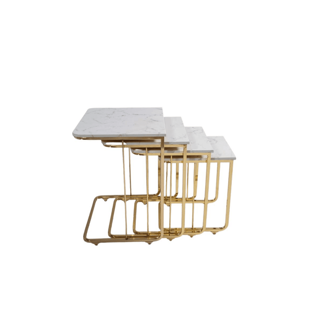 Vegas Table Gigognes en Marbre Motif  Blanc