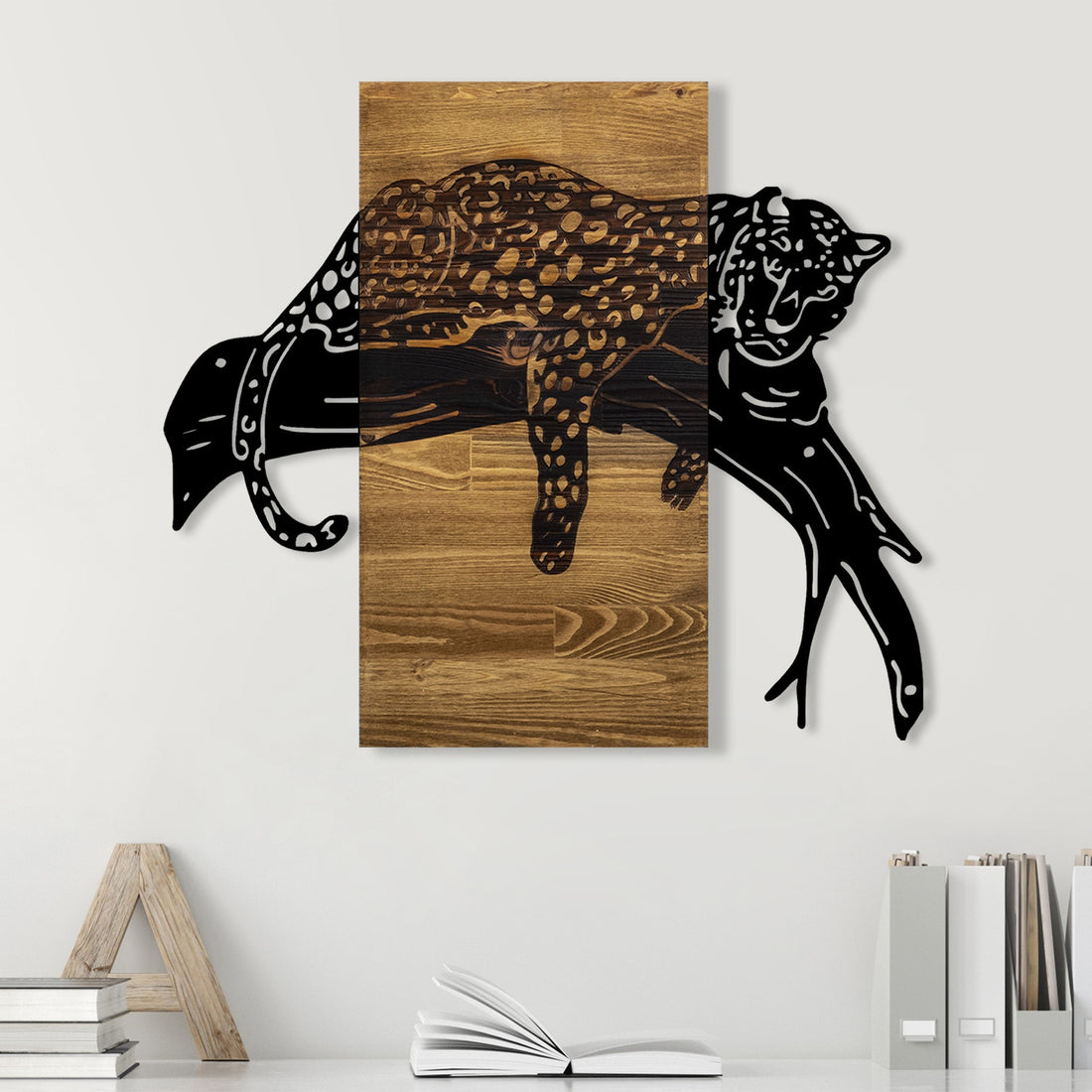 Accessoire mural en bois décoratif Leopard