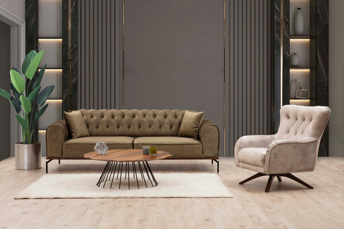 Canapé de 3 places Siesta With Capitone 3 Seater - Brownish Green