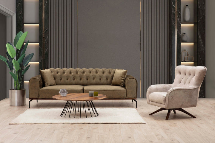 Canapé de 3 places Siesta With Capitone 3 Seater - Brownish Green