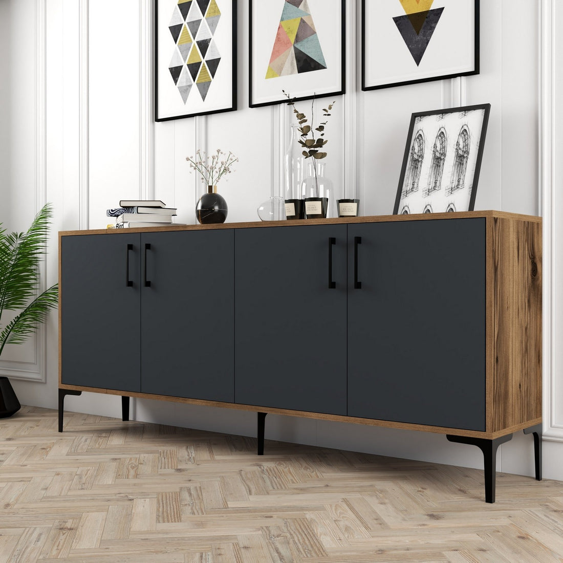 Console Kiev - Walnut, Anthracite