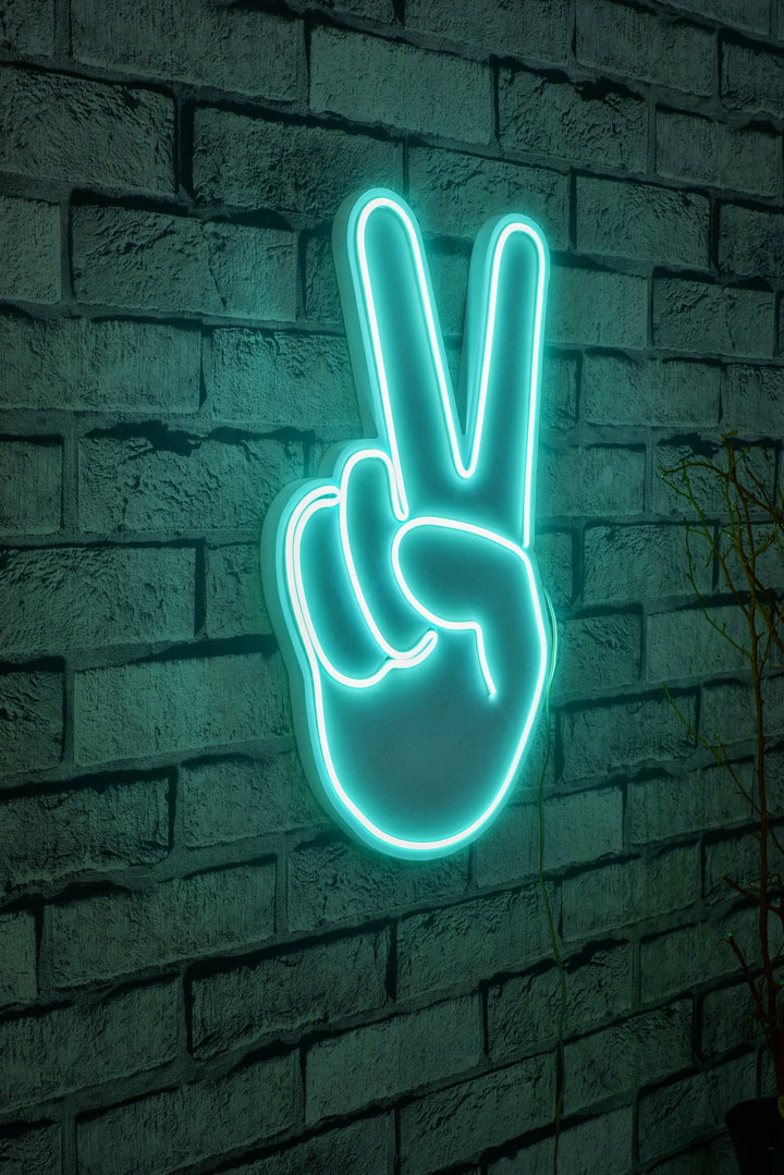 Éclairage LED en plastique décoratif Victory Sign - Blue